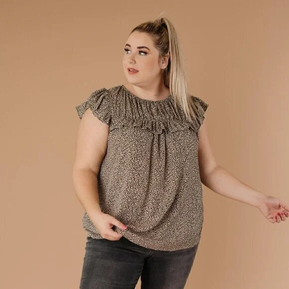 Ces Femme Leopard Print Blouse w/ Ruffle Detail - Picture 4 of 4